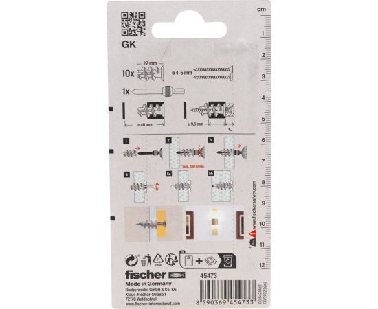 Дюбель по гипсокартону Fischer GK K 45473 – изображение 3