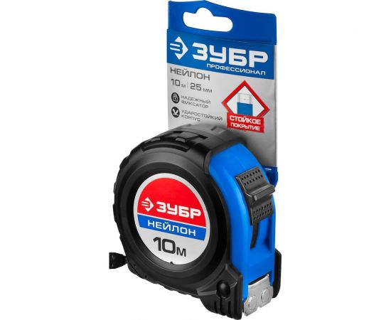 Рулетка Зубр ПРОФИ 10м/25мм ударостойкий обрезиненный корпус 34056-10-25_z02 – изображение 2