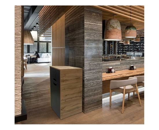 Мусорный контейнер-урна для фудкорта ИП Маковчик Оди 1000 цвет графит, дуб 5190009UOGD – изображение 2