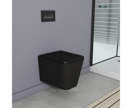 Подвесной безободковый унитаз OWL 1975 Vatter Ruta-H Matt Black с сиденьем DP OWLT190404 – изображение 4