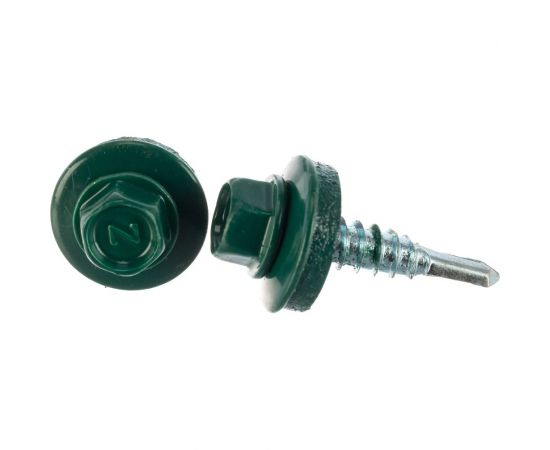 Кровельный саморез Госкреп 5.5х25 мм, RAL 6005, зеленый мох, 60 шт., пластиковый контейнер, 280 мл 2-0018360 