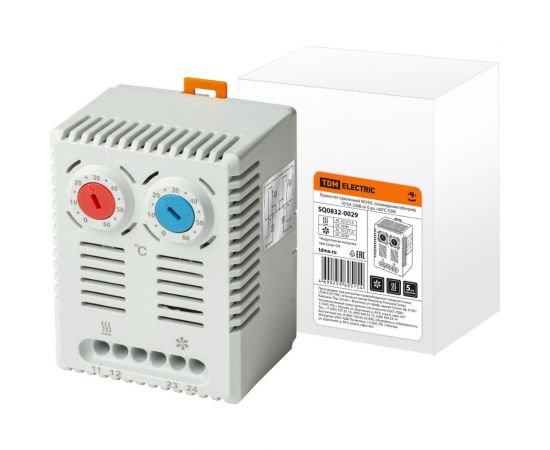 Сдвоенный термостат TDM NO/NC, охлаждение/обогрев, 10/5A, 230В, от 0 до +60 градусов C SQ0832-0029 