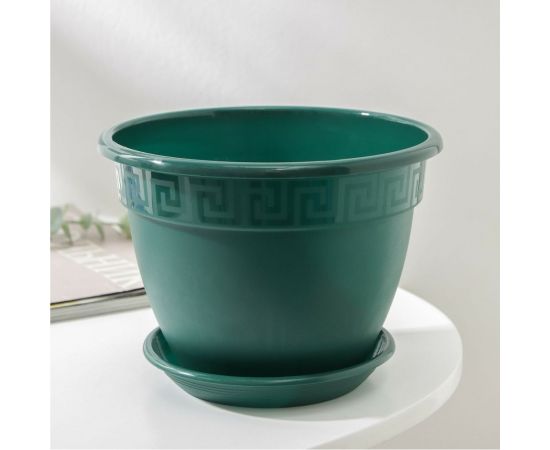 Горшок для цветов с поддоном СИМАЛЕНД Антик 1.6 л, 17 см, 15 см, малахит 4047730 