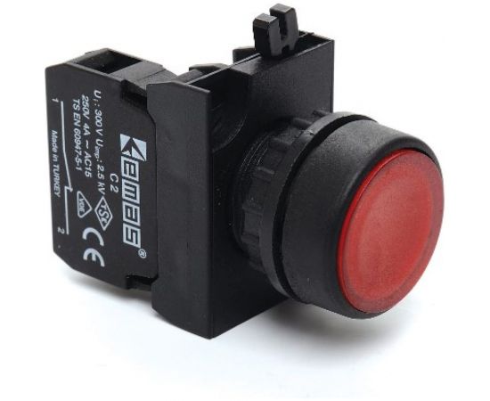 Кнопка с подсветкой-светодиод Emas красная 1НЗ CP260DK 