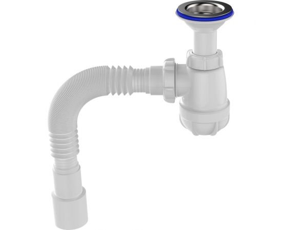 Сифон для умывальника Aquant 1 1/2"х40 с удлинённой горловиной с мет.реш. с г.т. 40x40/50 S0515-35-MR 