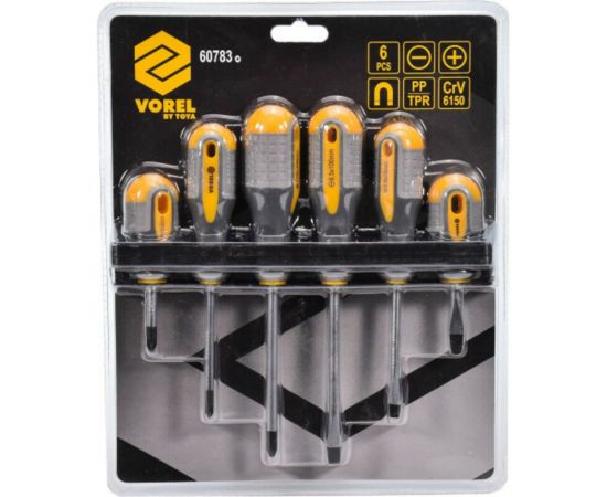 Набор отверток VOREL 6 предметов, резинопластиковые ручки 60783 – изображение 2