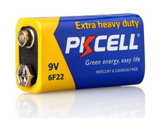 Солевой элемент питания PKCELL тип - 9VКрона 1 шт в блистере 6F22-1B – изображение 2