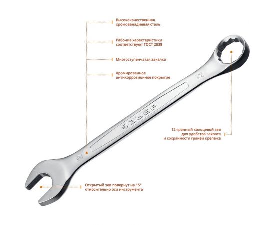 Комбинированный гаечный ключ 32 мм Зубр 27087-32_z01 – изображение 3