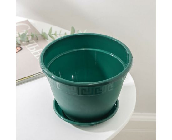 Горшок для цветов с поддоном СИМАЛЕНД Антик 1.6 л, 17 см, 15 см, малахит 4047730 – изображение 5