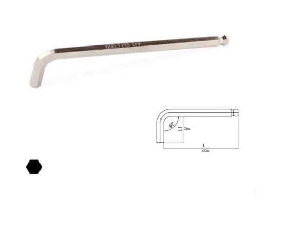 Г-образный удлиненный 6-гранный ключ с шаром 6мм IZELTAS 4906220060 – изображение 3