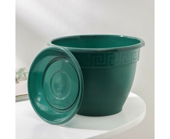 Горшок для цветов с поддоном СИМАЛЕНД Антик 1.6 л, 17 см, 15 см, малахит 4047730 – изображение 4
