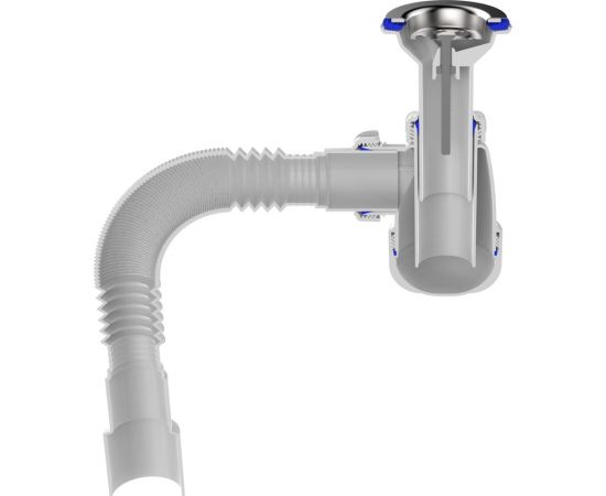 Сифон для умывальника Aquant 1 1/2"х40 с удлинённой горловиной с мет.реш. с г.т. 40x40/50 S0515-35-MR – изображение 6