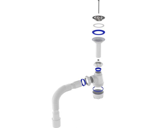 Сифон для умывальника Aquant 1 1/2"х40 с удлинённой горловиной с мет.реш. с г.т. 40x40/50 S0515-35-MR – изображение 5