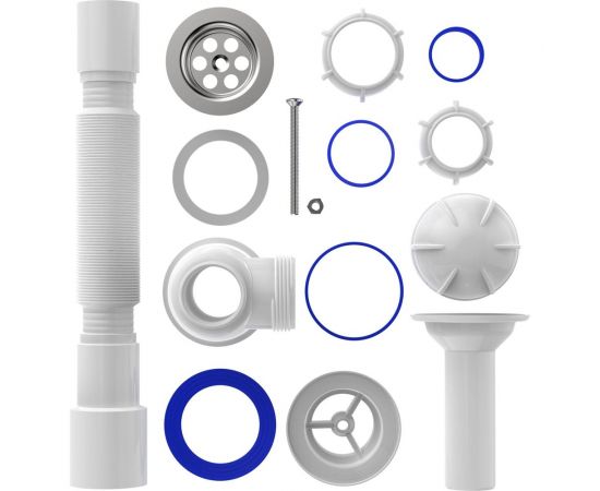 Сифон для умывальника Aquant 1 1/2"х40 с удлинённой горловиной с мет.реш. с г.т. 40x40/50 S0515-35-MR – изображение 4