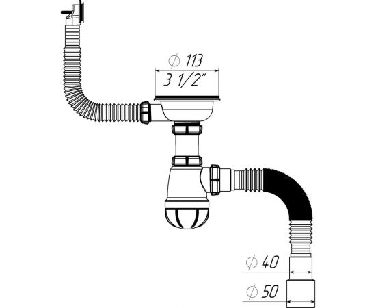 Сифон для мойки Aquant 3 1/2"х40 B0139-20-MR – изображение 2