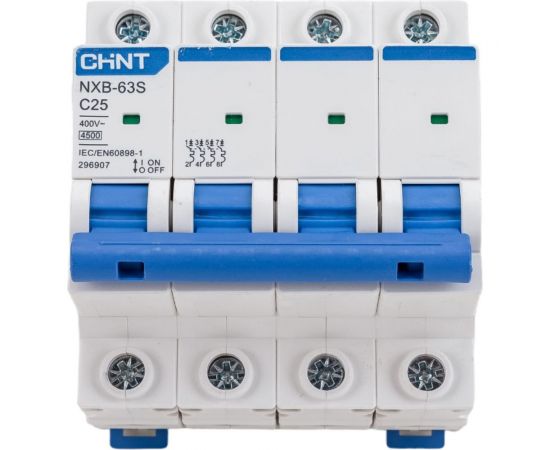 Автоматический выключатель CHINT модульный 4п C 25А 4.5кА NXB-63S (R) 296907 
