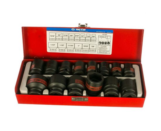 Набор ударных шестигранных торцевых головок 1/2"", 3/8"" - 1-1/4"", 14шт KING TONY 4414SP 