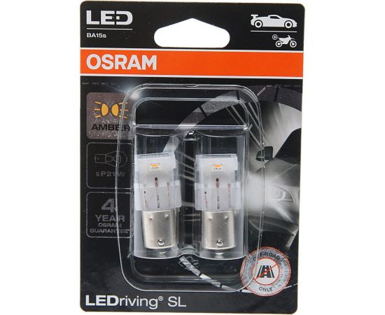 Автолампа OSRAM PY21W, BA15s, LED, 2 шт., YELLOW, 12 В 7506DYP-02B 
