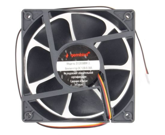 Вентилятор Gembird 120x120x38, подшипник, 3 pin, провод 40 см, D12038BM-3 