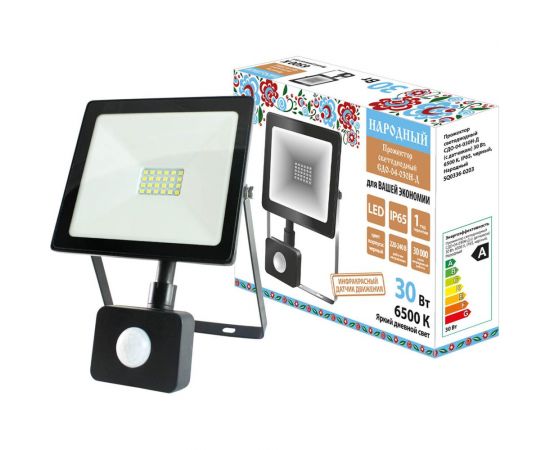Светодиодный прожектор TDM СДО-04-030Н-Д с датчиком 30 Вт, 6500 К, IP65, черный, SQ0336-0203 
