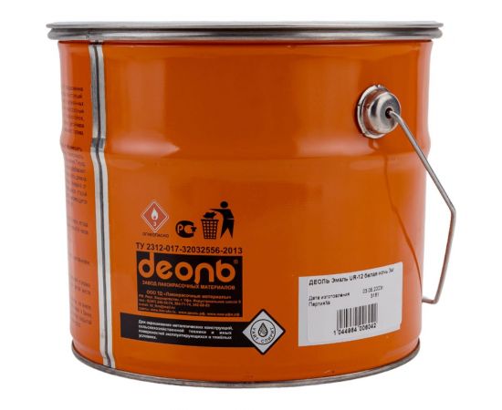 Быстросохнущая автоспецэмаль ДЕОЛЬ UR-12 белая ночь, глянцевая UR12G3 – изображение 3