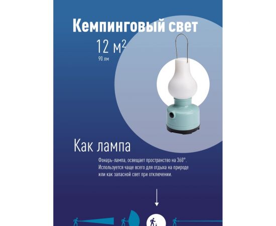 Кемпинговый фонарь КОСМОС с эффектом живого пламени 3Вт/3xAA/ABS-пластик/матовый рассеиватель, KOC603B – изображение 6