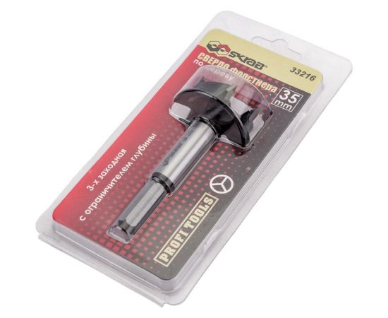 Фреза Форстнера 3-х заходная 35 мм с ограничителем SKRAB 33216 – изображение 3