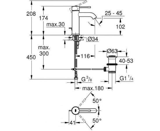 Смеситель для раковины S-Size II Grohe Essence New, сливной гарнитур 23589001 – изображение 2