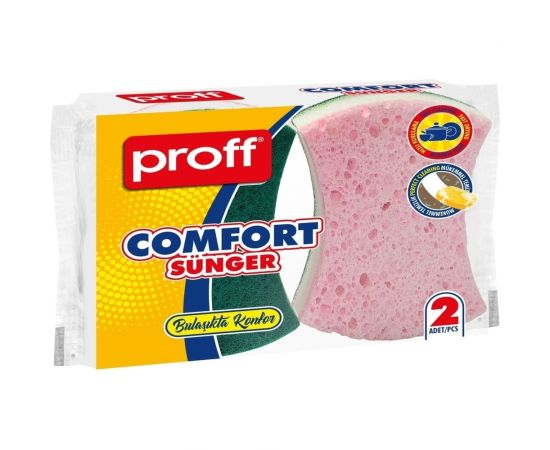 Губка для мытья посуды PROFF PLASTIK 100x65 мм 2 шт/уп КОМФОРТ "PROFF" УИ-2601515 