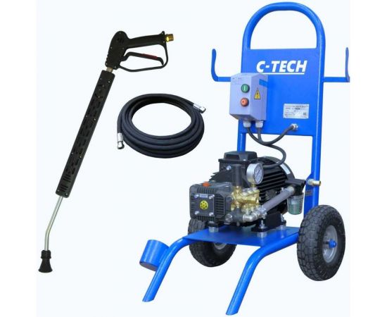 Мойка высокого давления C-TECH АВД (200 бар, 15 л/мин, 5.5 кВт) ByPass + комплект ручной мойки TR2015ET1E1BP2FM-10-SPG6 