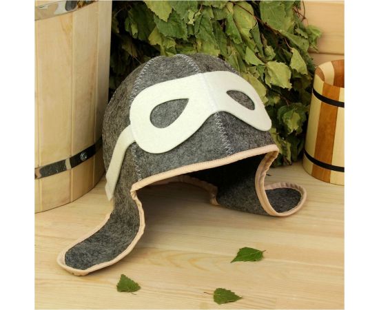 Шапка для бани Добропаровъ Летчик войлок, серая 1398383 