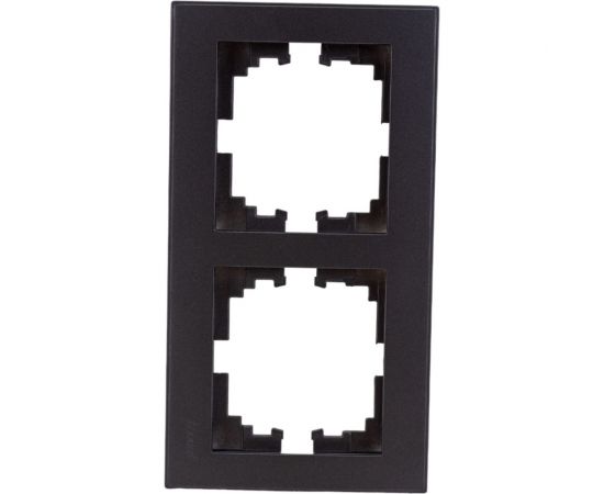 Двухместная горизонтальная рамка Lezard RAIN со вставкой, черный графит матовый 703-4141-147 