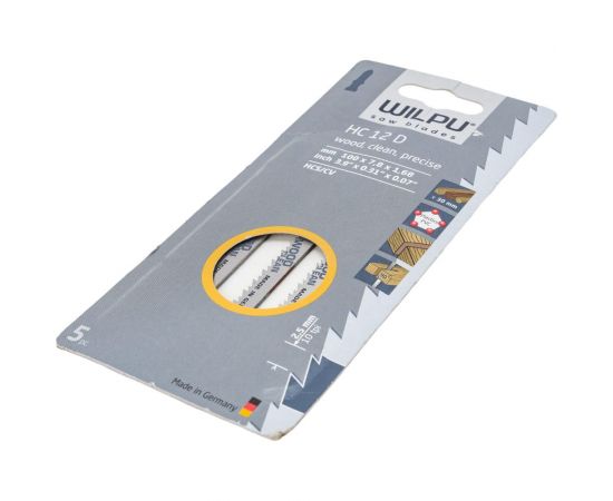 Пилка по дереву HC 12 D (5 шт; 100х7.8х1.68 мм; 75 мм; 10 TPI; HCS/CV) WILPU 211200005 – изображение 4