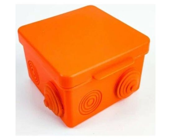 Распаечная коробка для открытой проводки Урал ПАК оранжевая 100х100х50мм с гермовводами, негорючая (НГ) КО-53012100-018-i 
