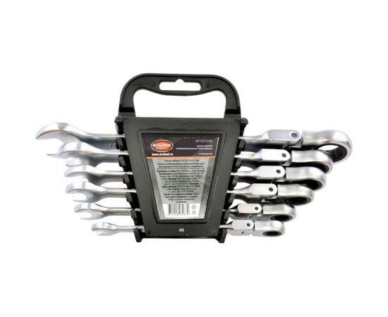 Набор комбинированных ключей AV Steel трещоточные, с шарниром, 8-17мм 6 шт AV-035260 