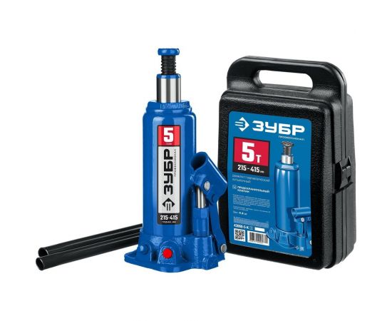 Бутылочный гидравлический домкрат ЗУБР Профессионал в кейсе 5т 43060-5-K_z01 