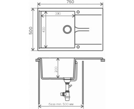 Кухонная мойка Polygran цвет песочный Gals -760 № 302 – изображение 2