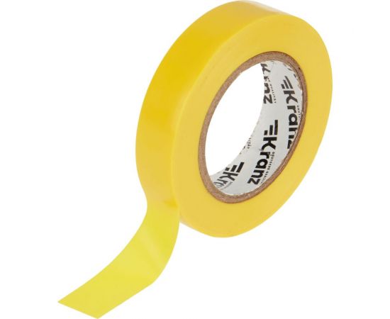 Изолента ПВХ KRANZ 15 мм х 20 м, 0.13 мм, желтая KR-09-2602 – изображение 4