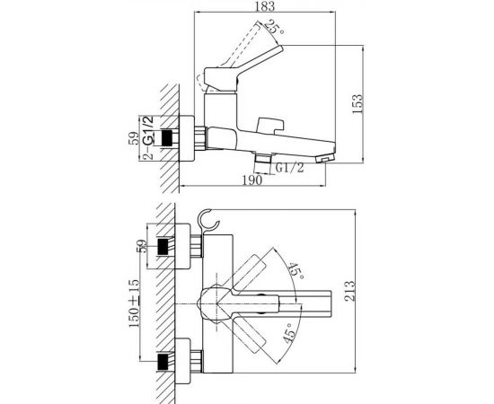 Смеситель для ванны с душем D&K Rhein.Dusseldorf DA1493201 – изображение 2