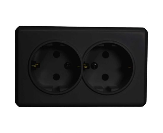 Двойная розетка Vesta Electric Mega Black с заземлением FRZ00010222CMT – изображение 2