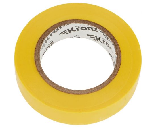 Изолента ПВХ KRANZ 15 мм х 20 м, 0.13 мм, желтая KR-09-2602 – изображение 3