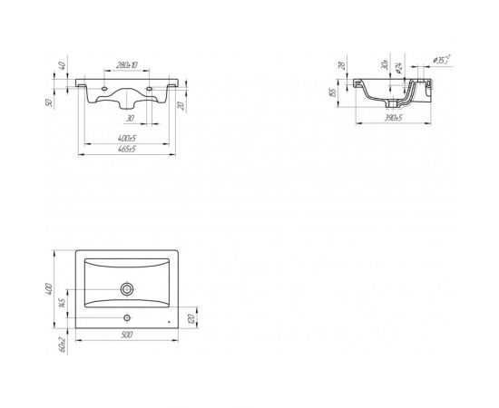 Умывальник Cersanit 1 отверстие COMO 50 UM-COM50/1 – изображение 2