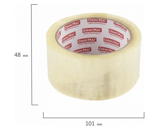 Упаковочные клейкие лентыОФИСМАГ 48 мм х 60 м, 6 шт., прозрачные, толщина 45 микрон 440070 – изображение 2