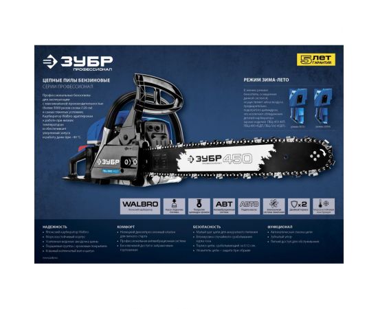 Бензопила Зубр ПБЦ-560 45ДП – изображение 4