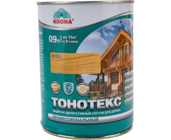 Защитно-декоративный состав для дерева KRONA Тонотекс (сосна; 0,9 л) 66303707 