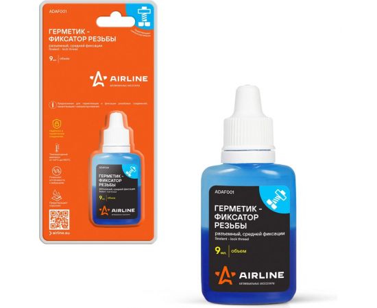 Герметик-фиксатор резьбы Airline разъемный, средней фиксации, 9 мл, односторонний блистер ADAF001 