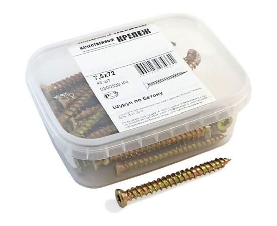 Шуруп по бетону Качественный КРЕПЕЖ 7,5х72, 43 шт. 0300533 КЧ 