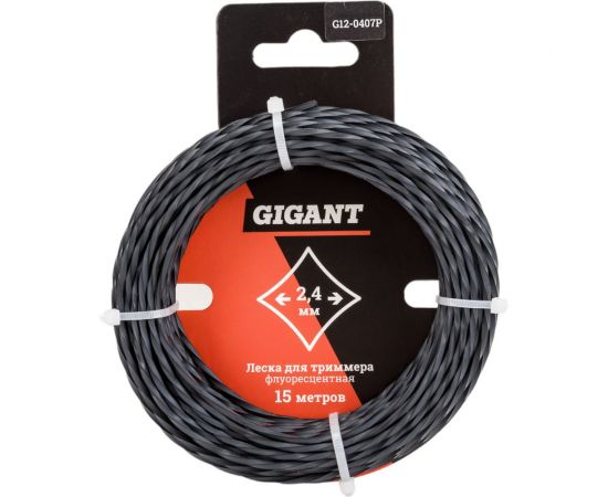 Леска для триммеров 2.4 мм, 15 м, витой квадрат Gigant G12-0407P 