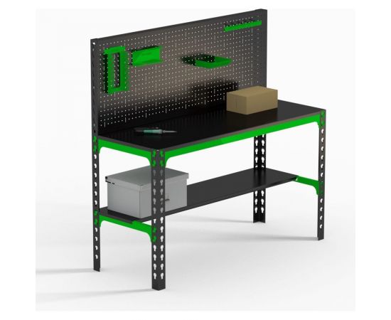 Металлический стол Metalex 750x1000x600 + перфопанель с комплектом аксессуаров SMMPRIA751060 