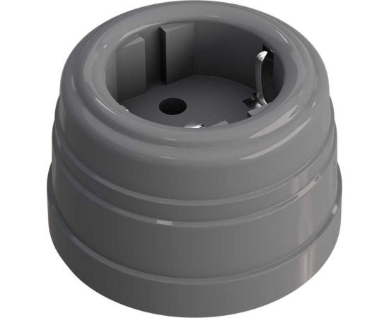 Розетка Мезонинъ ретро пластиковая с заземляющим контактом, цвет - серый GE30301-07 